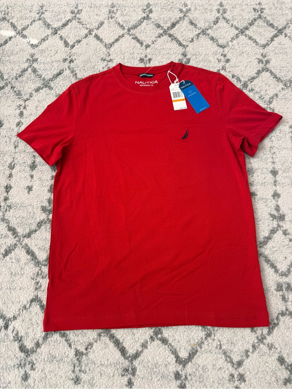 Nautica Short-Sleeve Crewneck Tee in Red with Navy Logo